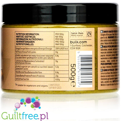 Bulk Powders smooth natural pistachio butter - pistachio butter with roasted pistachio-free, smoothly ground