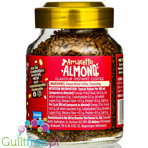 Beanies Hot Amaretto Almond instant flavored coffee 2kcal pe cup