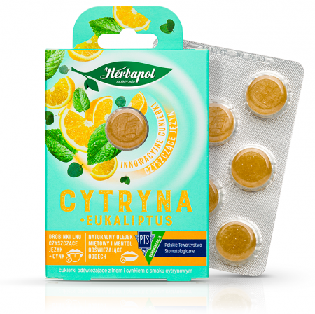 Herbapol Lemon & Eucalyptus - sugar-free dregees, clean tongue & fresh breath