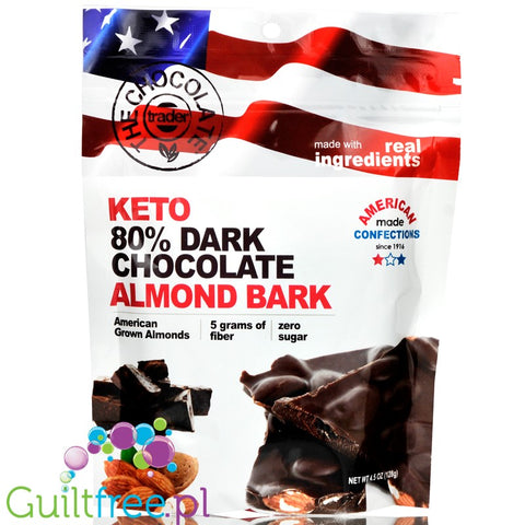 The Chocolate Trader Keto Almond Bark, 80% Dark Chocolate 4.5 oz