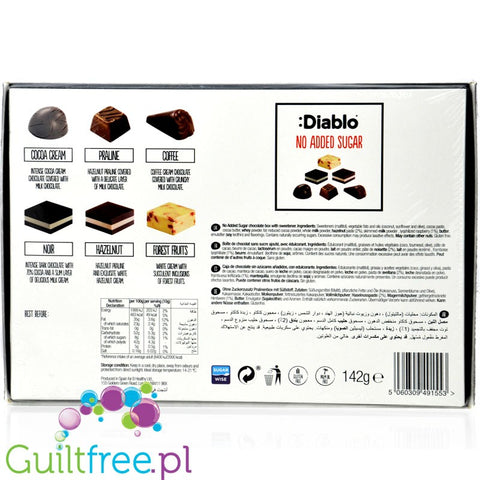 Diablo Chocolate Delights no added sugar chocolate pralines with stevia