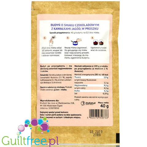 Krukam Pudding Chocolate & Berries- sugar free instant dessert mix