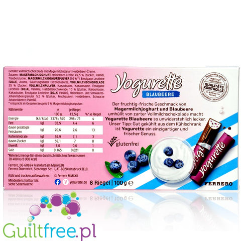 Yogurette Blaubeere (CHEAT MEAL) - chocolate bars with yoghurt & blueberries filling