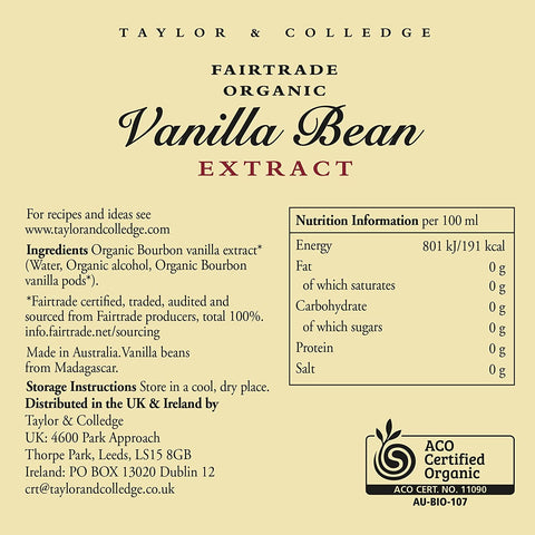 Taylor & Colledge Organic Vanilla Bean Extract