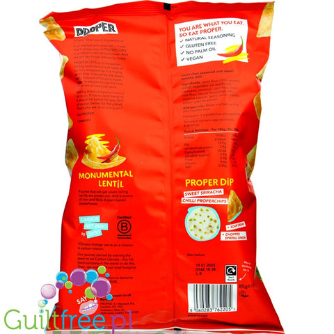 Proper Chips Sweet Sriracha Chilli Lentil Chips 85g