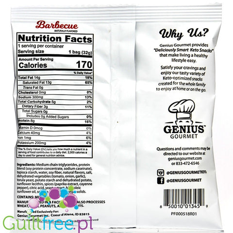 Genius Gourmet Keto Snack Chips, Barbecue 
