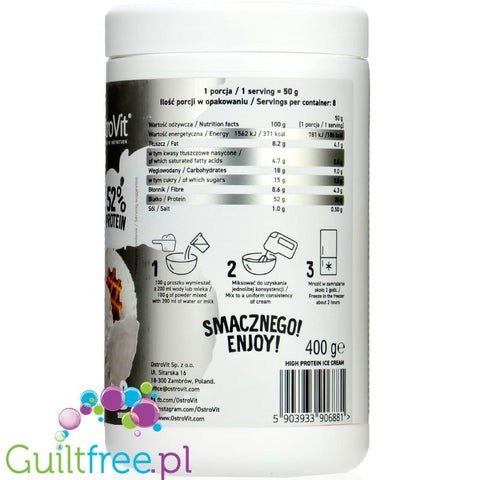 Ostrovit High Protein Ice Cream Vanilla Flavor - a mixture for the preparation of high protein ice cream flavored with vanilla, 