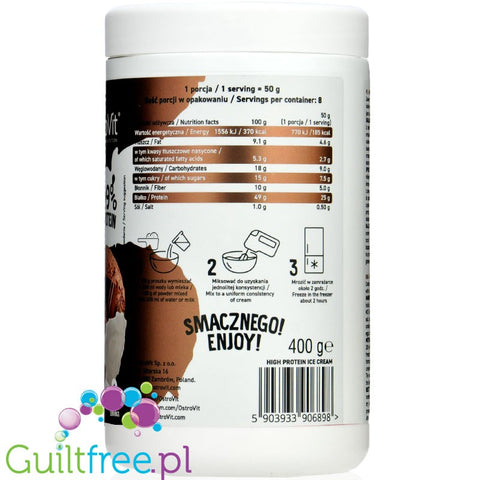 Ostrovit High Protein Ice Cream Chocolate Flavor - a mixture for the preparation of high protein chocolate ice cream, dietary su