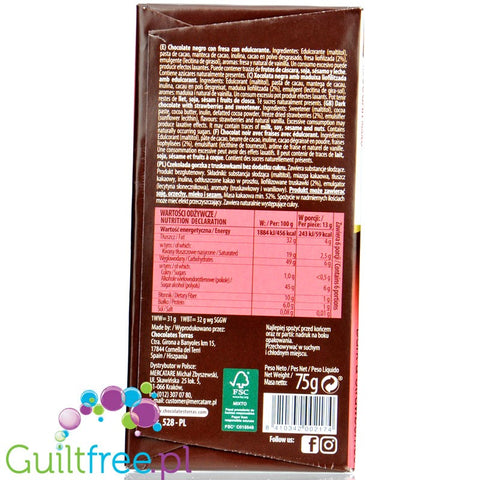 Torras ark chocolate with no added sugar, strawberry pieces