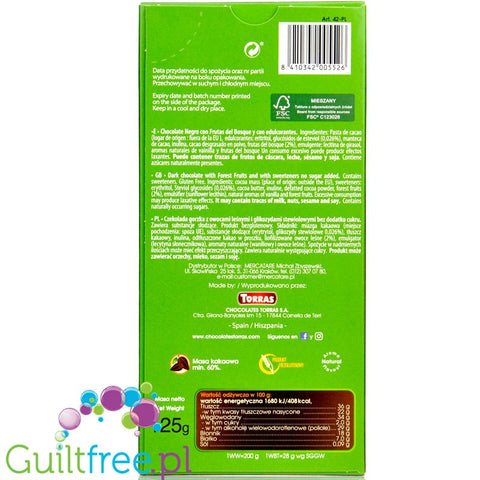 Torras Chocolate - dark chocolate with forest fruits without added sugar