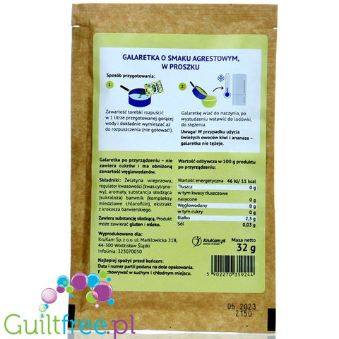 Krukam Gooseberry, sugar free jelly powder, 5 servings
