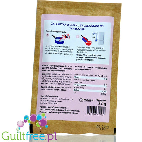 Krukam Strawberry, sugar free jelly powder, 5 servings