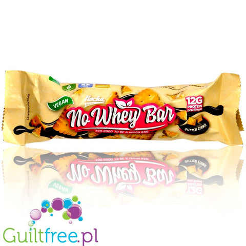 Rocka Nutrition No Whey Bar Butter Cookie  - vegan protein bar without sweeteners