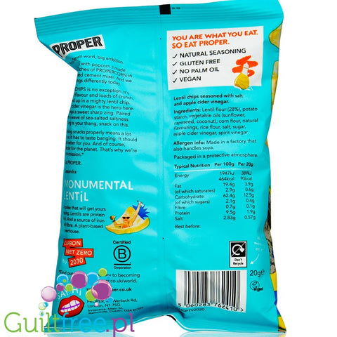 Proper Chips Sweet Sriracha Chilli Lentil Chips 20g