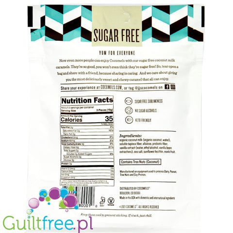 Cocomels Coconut Sea Salt Milk Caramels - vegan coconut keto fudge without sugar, 2 times less kcal