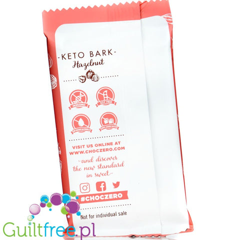 Choc Zero Keto Bark, White Chocolate & Hazelnuts - sugar free white chocolate with monk fruit