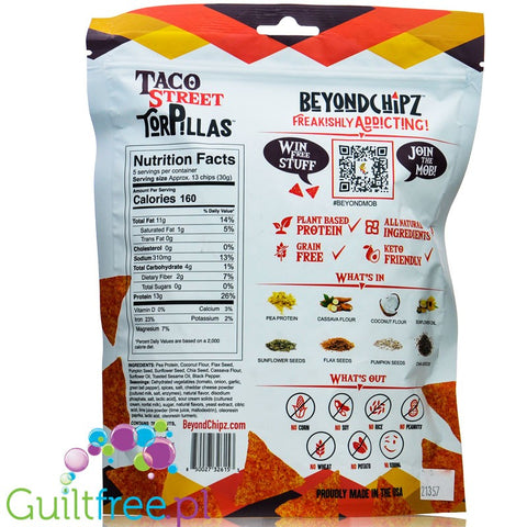 BeyondChipz Torpillas High Protein Tortilla Chips, Tangy Taco Cheese