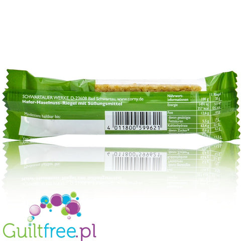Corny Haferkraft Zero, Hazelnut - 125kcal sugar free oat bar