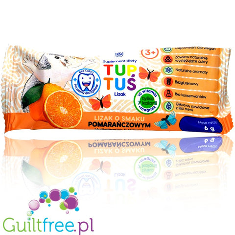 Mniam sugarfree orange lollipop with stevia and xylitol