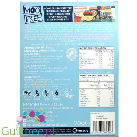 Moo Free White, free from & organic advent calender