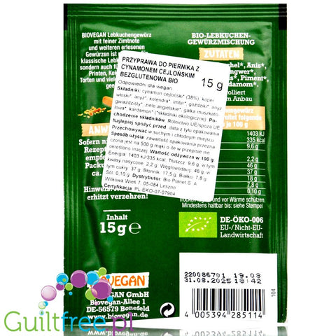 Biovegan Lebkuchen Gewürz - gluten-free BIO sugar-free gingerbread spice