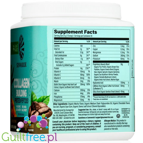 Sunwarrior Collagen Building Protein Peptides Coffee (+ Caffeine) 500g