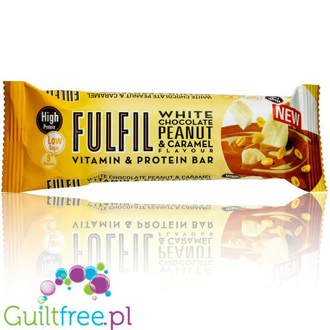 Fulfil White Chocolate Peanut Caramel protein bar with vitamins