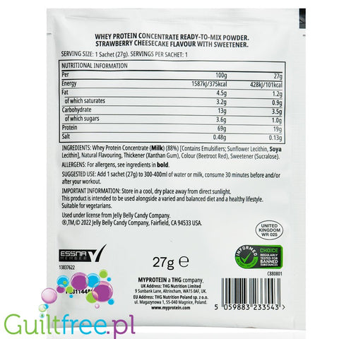 MyProtein Impact Whey Protein  Jelly Belly - Strawberry Cheesecake