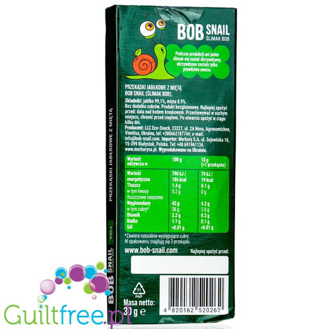 Bob Snail Roll Fruit-apple with mint snack with no added sugar 30g