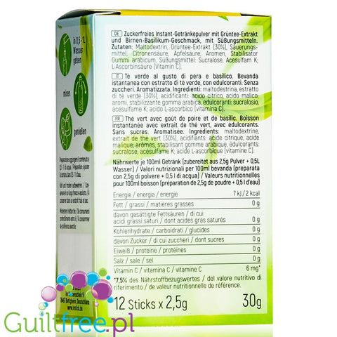 INSTICK Green Tea, Pear & Basiln Sticks sugar free instant drink