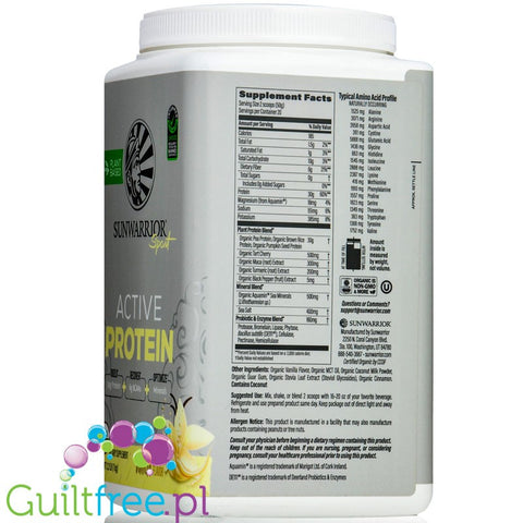 Sunwarrior Active Protein Organic Vanilla