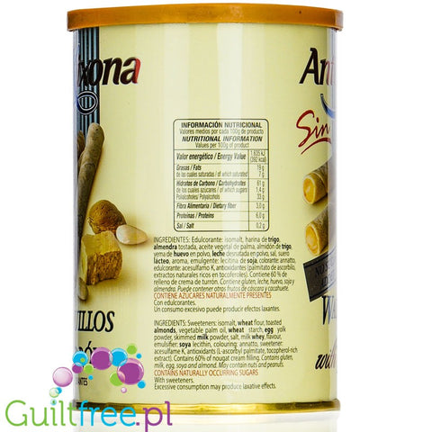 AntiuXixona Wafer Sticks with Turron - wafer tubes with nougat sugar-free 200g