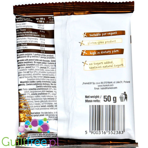 Frank & Oli Peanut Butter and Chocolate - vegan soft cookie with no added sugar