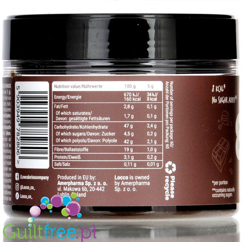 Locco 8kcal  Chocolate - low calorie & low fat thick sugar free spread