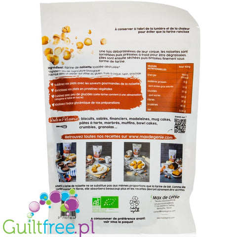 Max De Génie Organic Degreased Hazelnut Flour all-natural lightly roasted Hazelnut Flour