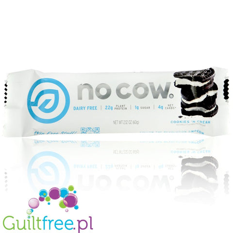 No Cow Cookies N' Cream vegan keto protein bar with stevia, monk fruit and erythritol