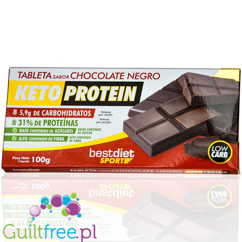 Bestdiet Sport KetoProtein Dark Chocolate - ketogeniczna ciemna czekolada proteinowa bez cukru i maltitolu