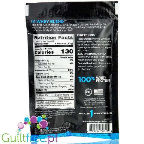 Rule1 R1 Whey Blend Vanilla Ice Cream protein powder, single sachet