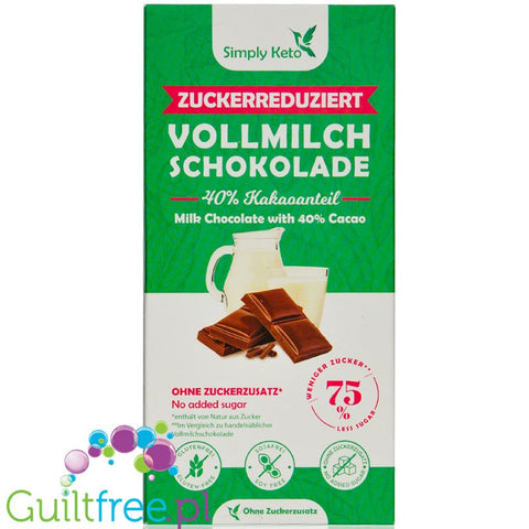 Simply Keto Milk Chocolate - keto mleczna czekolada bez cukru i maltitolu