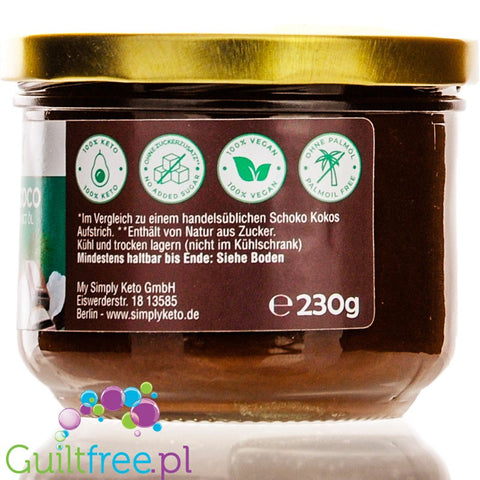 Simply Keto Chocolate Spread Choco-Coco - krem czekoladowo-kokosowy z MCT, ze stewią i erytrolem