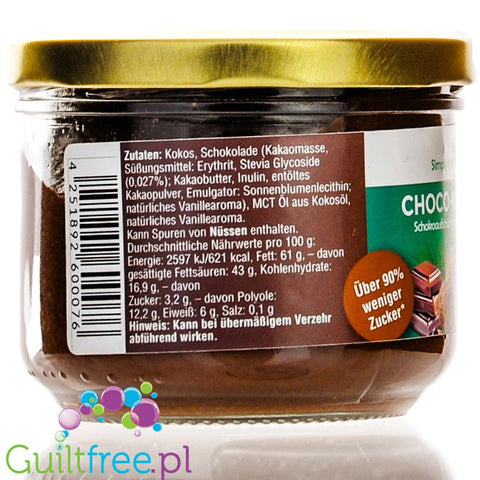 Simply Keto Chocolate Spread Choco-Coco - krem czekoladowo-kokosowy z MCT, ze stewią i erytrolem