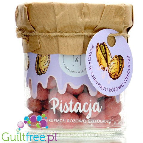 Orzechownia pistachios in crunchy pink chocolate without added sugar