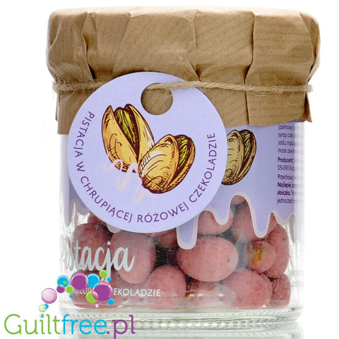 Orzechownia pistachios in crunchy pink chocolate without added sugar