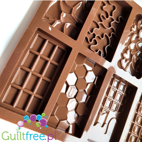 Silicone mold for 12 mini chocolate bars, fancy shapes