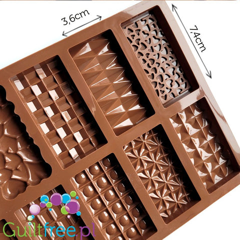 Silicone mold for 12 mini chocolate bars, fancy shapes