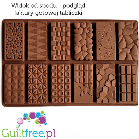 Silicone mold for 12 mini chocolate bars, fancy shapes