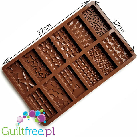 Silicone mold for 12 mini chocolate bars, fancy shapes