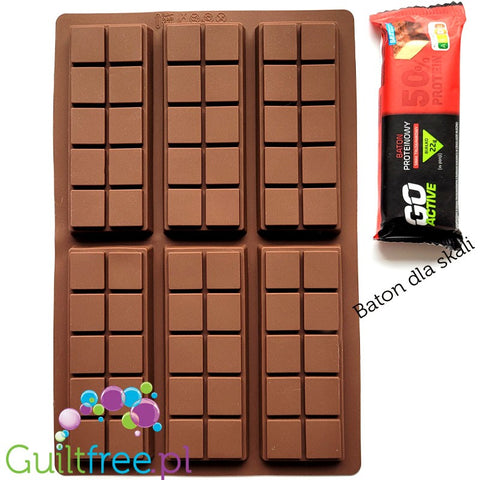Silicone mold for 2-row chocolate bars, for 6 pcs