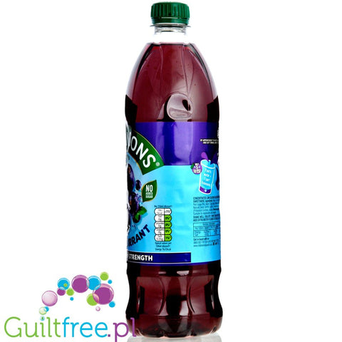 Robinsons Blackcurrant Squash Double Strength - skoncentrowany syrop do rozcieńczania bez cukru i kalorii,  Czarna Porzeczka