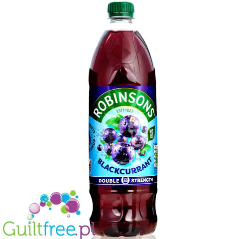 Robinsons Blackcurrant Squash Double Strength - skoncentrowany syrop do rozcieńczania bez cukru i kalorii,  Czarna Porzeczka